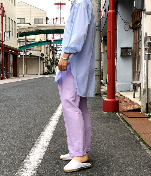 MARGARET HOWELL/END ON END COTTON LINEN SHIRT(BLUE)