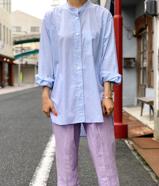 MARGARET HOWELL/END ON END COTTON LINEN SHIRT(BLUE)