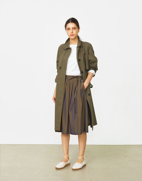MARGARET HOWELL/COTTON PLEATED SKIRT(GRAY)