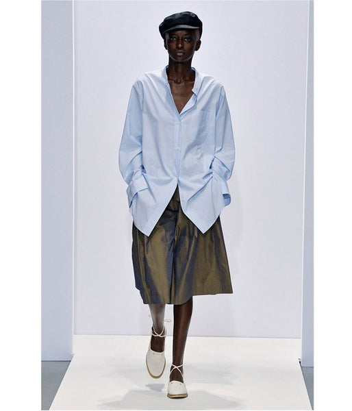MARGARET HOWELL/COTTON PLEATED SKIRT(GRAY)
