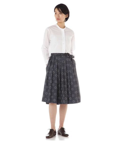 MARGARET HOWELL/OUTLINE SPOT SILK SKIRT(GRAY)