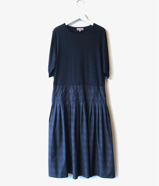 MARGARET HOWELL/TARTAN POPLIN COTTON ONE PIECE(NAVY)