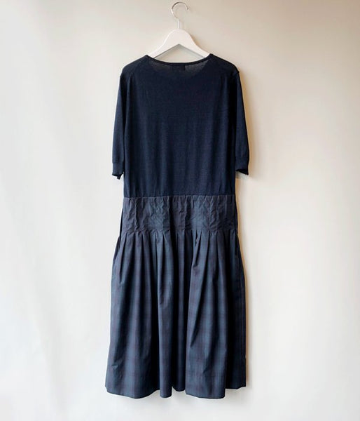 MARGARET HOWELL/TARTAN POPLIN COTTON ONE PIECE(NAVY)