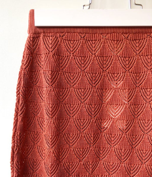 TAN/LACY LONG SKIRT (ORANGE)