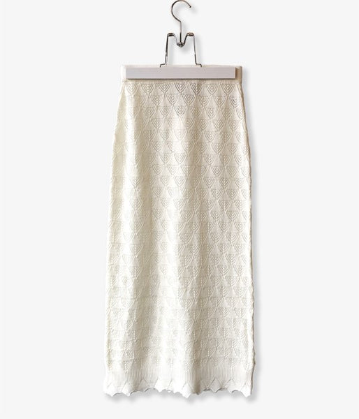 TAN/LACY LONG SKIRT (OFFWHITE)
