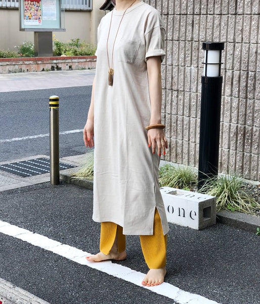 WRYHT/MAXI LENGTH BINDER-NECK TEE(DUNE)