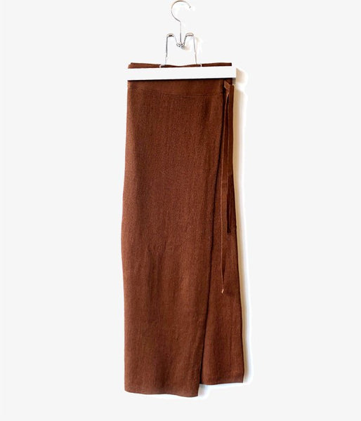 TAN/SOFTSHINY WRAPPED SKIRT(BROWN)