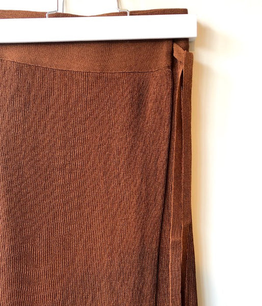 TAN/SOFTSHINY WRAPPED SKIRT(BROWN)