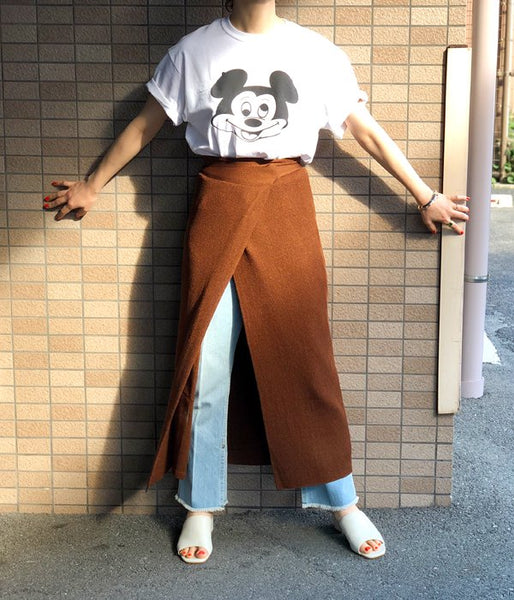 TAN/SOFTSHINY WRAPPED SKIRT(BROWN)