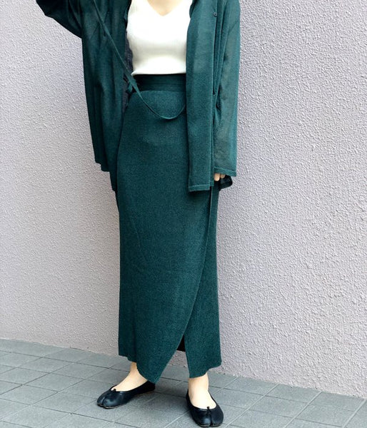 TAN/SOFTSHINY WRAPPED SKIRT(GREEN)