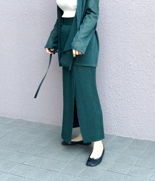 TAN/SOFTSHINY WRAPPED SKIRT(GREEN)