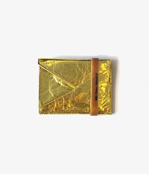 MM6 MAISON MARGIELA/JAPANESE KRINKLED LEATHER CARD HOLDER(GOLD)