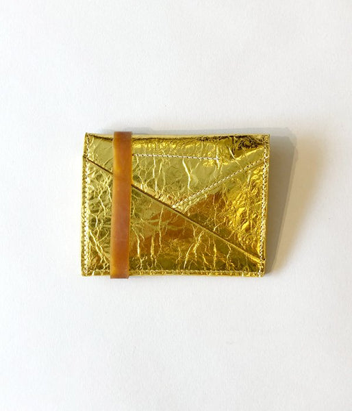 MM6 MAISON MARGIELA/JAPANESE KRINKLED LEATHER CARD HOLDER(GOLD)