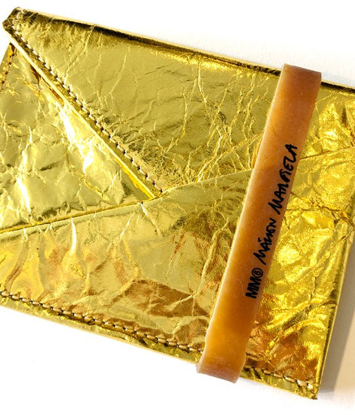 MM6 MAISON MARGIELA/JAPANESE KRINKLED LEATHER CARD HOLDER(GOLD)