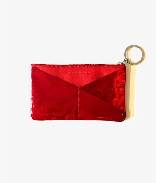 MM6 MAISON MARGIELA/JAPANESE KRINKLED LEATHER POUCH(RED)