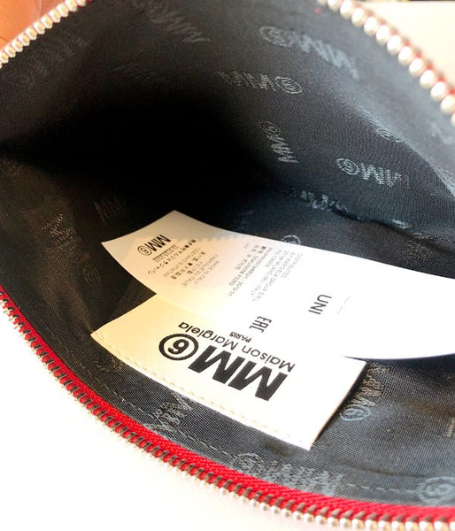 MM6 MAISON MARGIELA/JAPANESE KRINKLED LEATHER POUCH(RED)