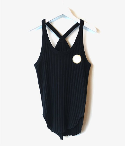 WRYHT/X-BACK RIBBED TANK(BLACK)