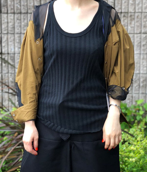 WRYHT/X-BACK RIBBED TANK(BLACK)