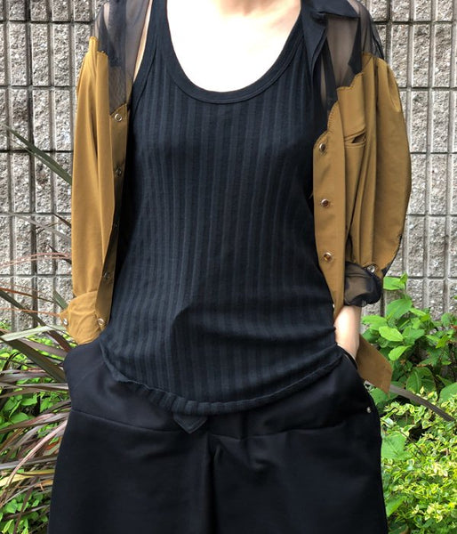 WRYHT/X-BACK RIBBED TANK(BLACK)