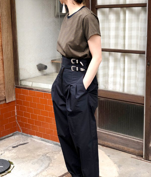 MARGARET HOWELL/EVEN STRIPE JERSEY TEE(NAVY)