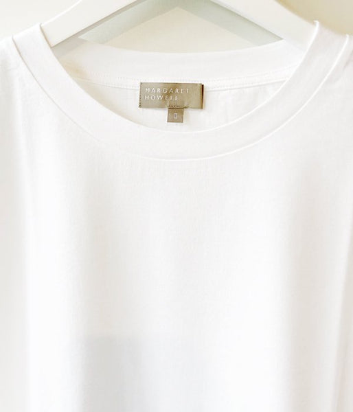 MARGARET HOWELL/PLAIN COTTON JERSEY TEE(WHITE)