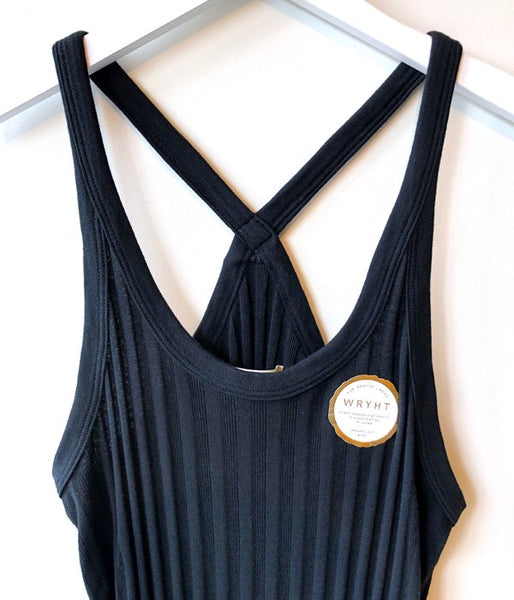 WRYHT/X-BACK RIBBED TANK DRESS(BLACK)