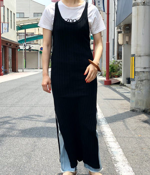WRYHT/X-BACK RIBBED TANK DRESS(BLACK)