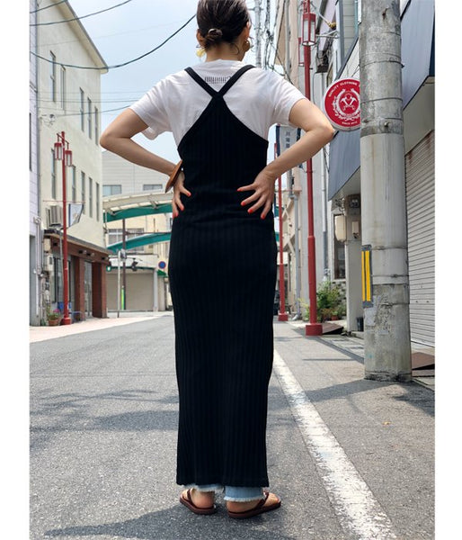 WRYHT/X-BACK RIBBED TANK DRESS(BLACK)