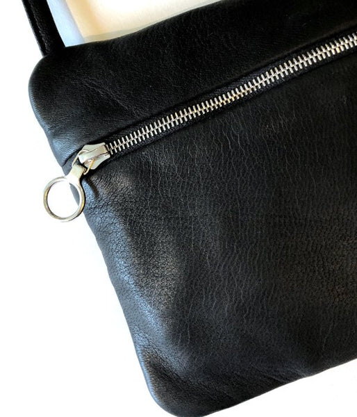 Aeta/DEER LEATHER FLAT POUCH SHOULDER TypeA(BLACK)
