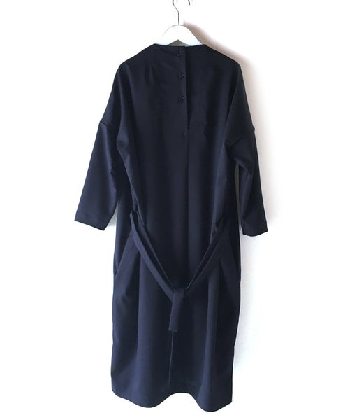 holk/NO COLLER DRESS (NAVY)