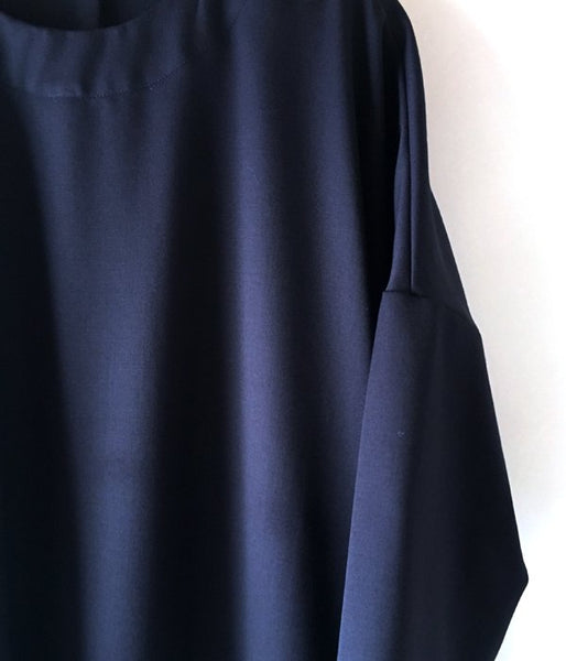 holk/NO COLLER DRESS (NAVY)