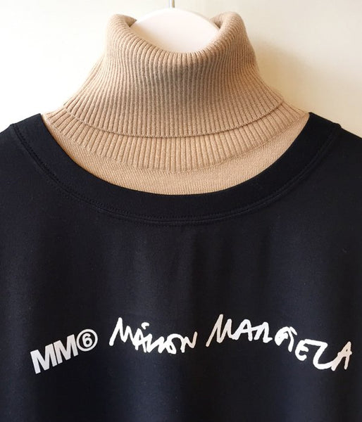 MM6 MAISON MARGIELA/COTTON WOOL T-SHIRT+KNIT(CAMEL×BLACK)