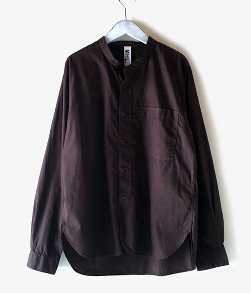 MHL./GARMENT DYE BASIC POPLIN STAND SHIRTS (BROWN)