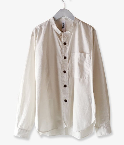 MHL./GARMENT DYE BASIC POPLIN STAND SHIRTS (WHITE)