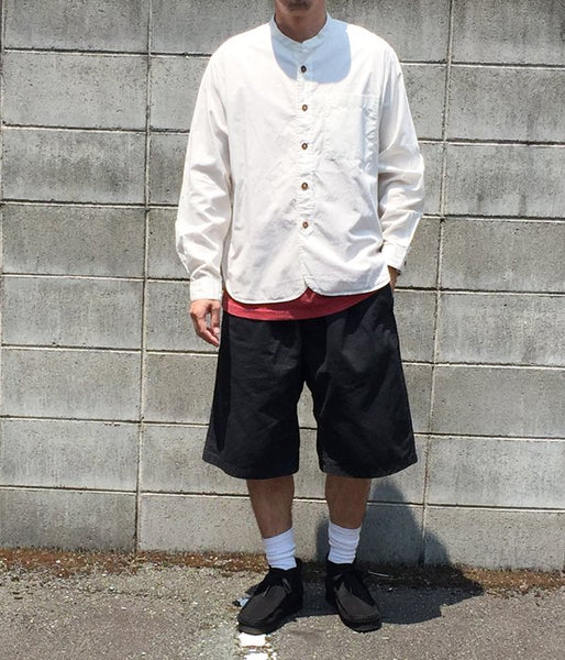 MHL./GARMENT DYE BASIC POPLIN STAND SHIRTS (WHITE)