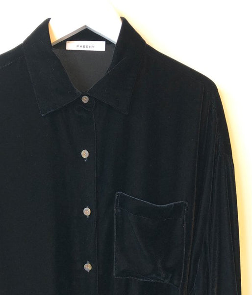 PHEENY/VELVET LONG SHIRT(BLACK)