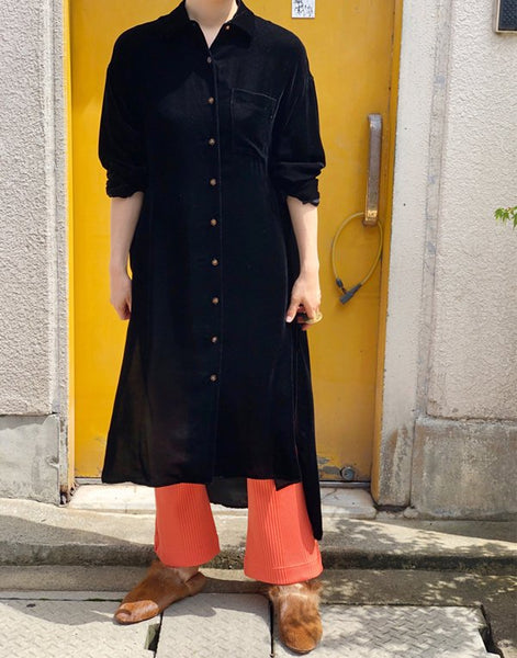 PHEENY/VELVET LONG SHIRT(BLACK)