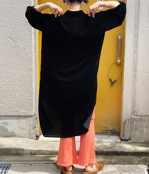 PHEENY/VELVET LONG SHIRT(BLACK)