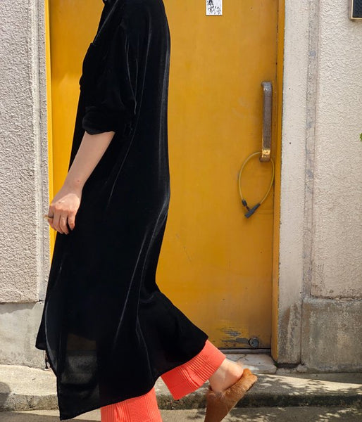 PHEENY/VELVET LONG SHIRT(BLACK)