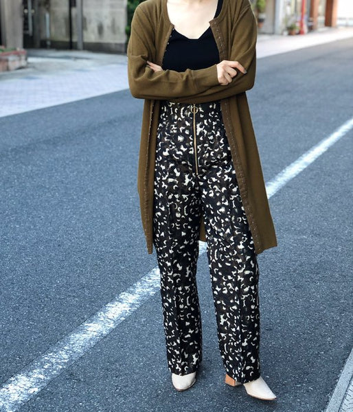 PHEENY/LEOPARD JAQUARD HIGH WAIST SLACKS(LEOPARD)