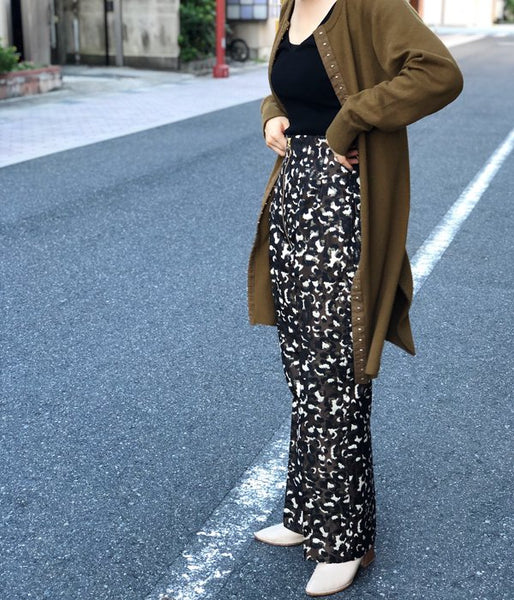 PHEENY/LEOPARD JAQUARD HIGH WAIST SLACKS(LEOPARD)