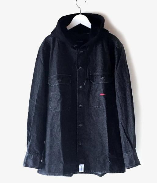 DESCENDANT/SPICOLI HOODED LS SHIRT (BLACK)