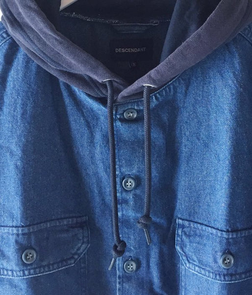 DESCENDANT/SPICOLI HOODED LS SHIRT (INDIGO)