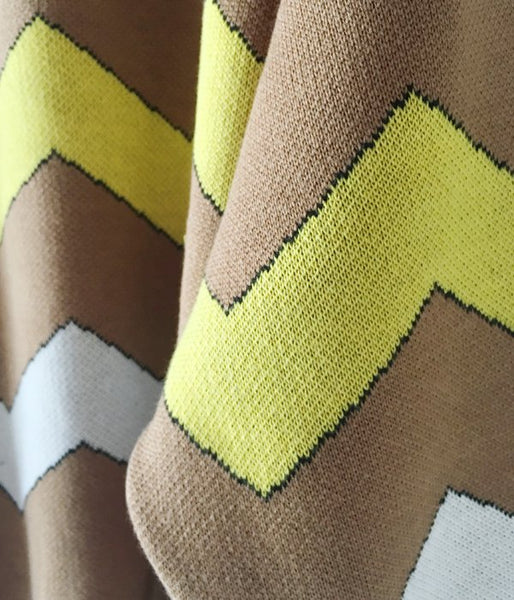 DIGAWEL/BORDER KNIT & SEWN SWEATER (CAMEL)