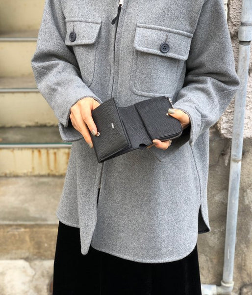 Aeta/PEBBLE GRAIN LEATHER WALLET TypeA (BLACK)