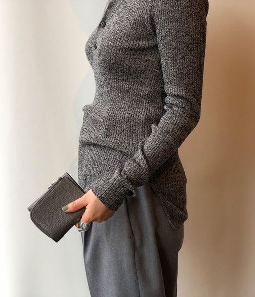 Aeta/PEBBLE GRAIN LEATHER WALLET TypeA (GRAY)