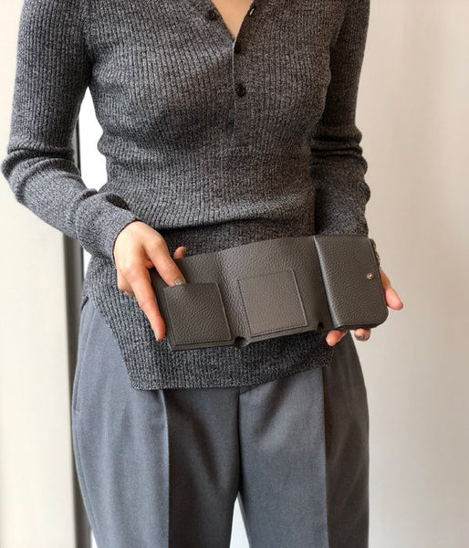 Aeta/PEBBLE GRAIN LEATHER WALLET TypeA (GRAY)