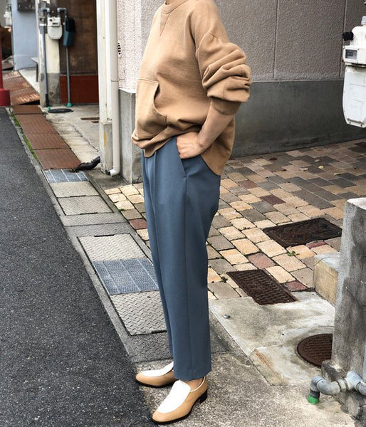 PHEENY/TWILL 1TUCK TAPERED SLACKS(BLUE)