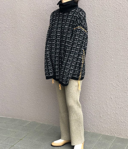 TAN/TURTLE-NECK SIDE STITCH PO (BLACK)