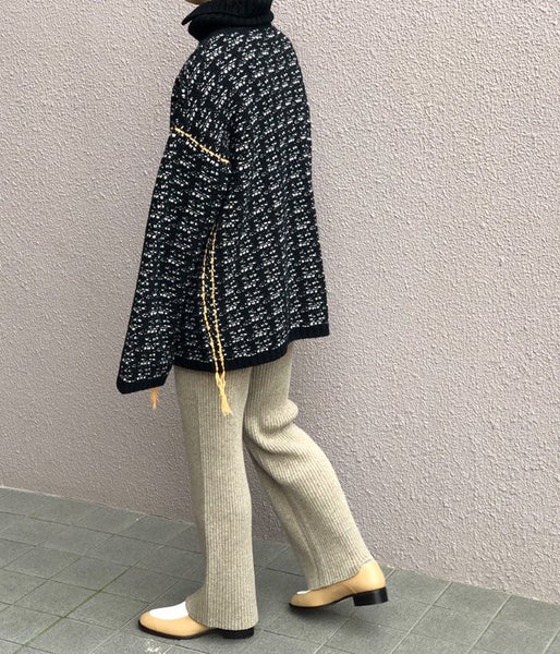 TAN/TURTLE-NECK SIDE STITCH PO (BLACK)